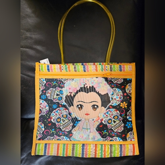 Unbranded Imported from Mexico Handbags - Frida Kahlo Recycled Mesh Multi Colored Large Tote NWT